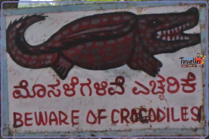 Warning Sign Boards on Crocodiles - Places to Visit around Hampi